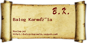 Balog Karméla névjegykártya